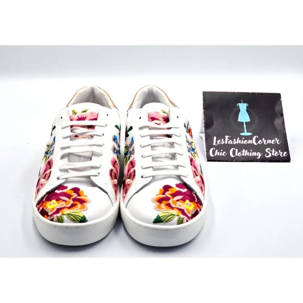 NWOB Johnny Was Women's Floral Embroidered Leather Dylanne Sneakers Sz 7.5 2473 - Picture 10 of 16